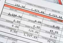 Paystub with numbers in fields